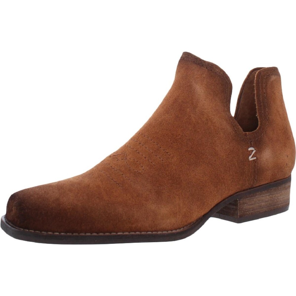 ZODIAC Womens Camel Brown Agatha Square Toe Slip On Leather Booties 9 M