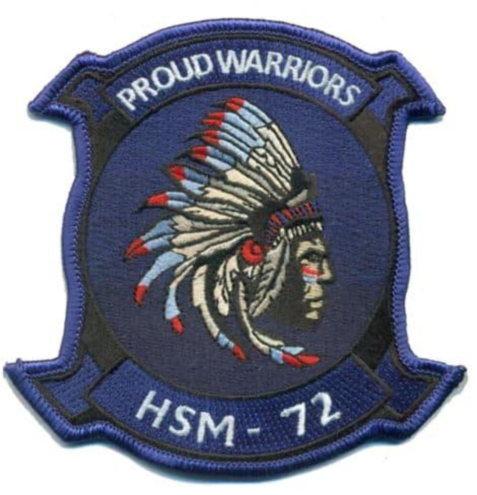 HSM-72 Proud Warriors Big Chief Squadron Embroidered Patch with Plastic Backing
