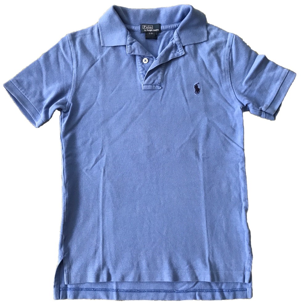 Ralph Lauren Polo Boy's Size S 8 Classic Short Sleeve Cotton Shirt Casual Blue