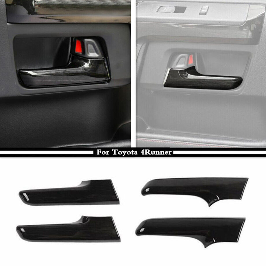 Car Inner Door Handle Cover Trim Fit Toyota 4Runner 17-23 Accessories Black Wood