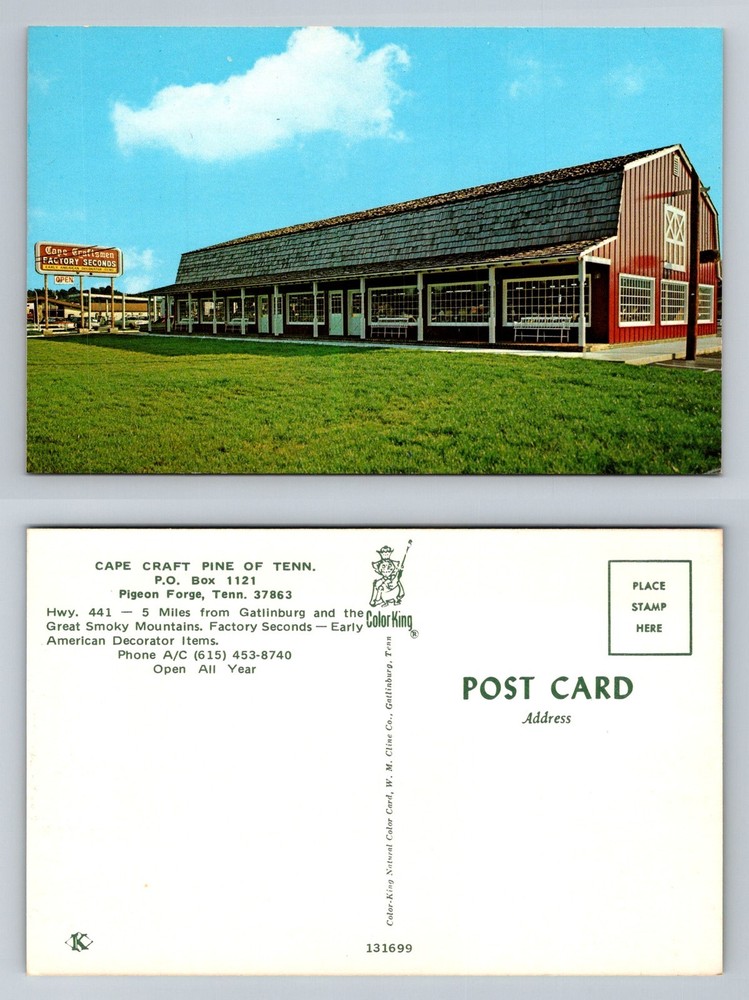 Pigeon Forge TN-Tennessee Cape Craft Pine Factory Store Hwy 441 Vintage Postcard