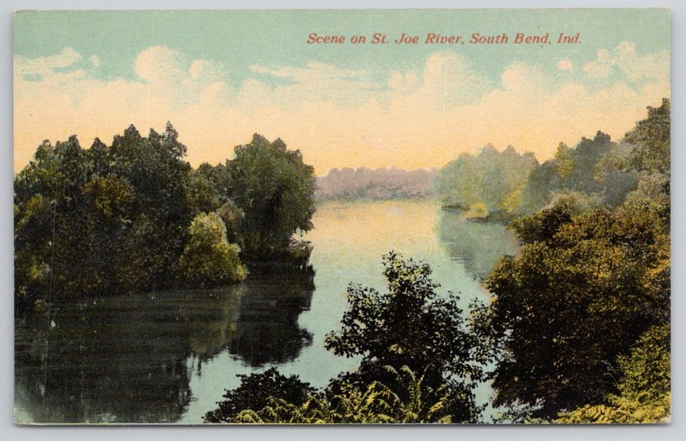Vintage St. Joe River South Bend Indiana Postcard Scenic Landscape Miller's