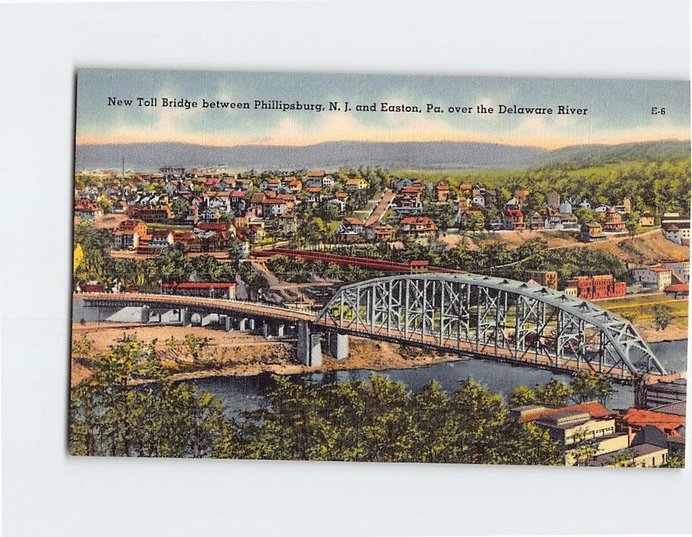 Postcard New Toll Bridge over the Delaware River USA