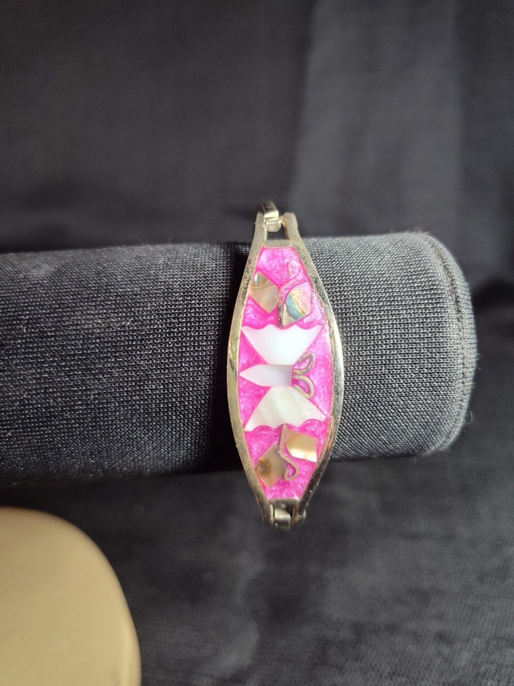 Vintage Hinged Bangle Butterfly Bracelet Alpaca Mexico