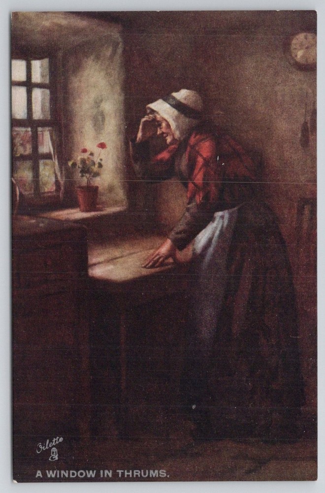 Raphael Tuck Oilette Postcard: A Window in Thrums, Scottish Life & Character