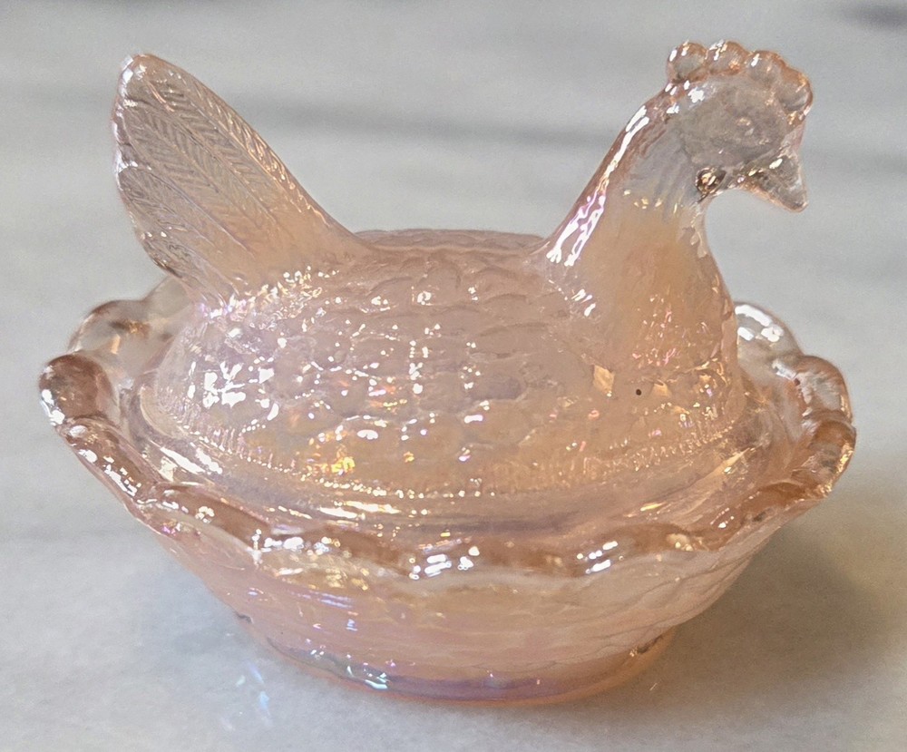 Miniature Boyd Hen on Nest Iridescent Pink