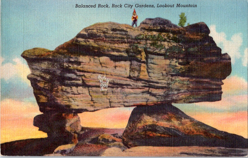 Vintage Postcard Lookout Mountain Tennessee Rock City Balanced Boulder