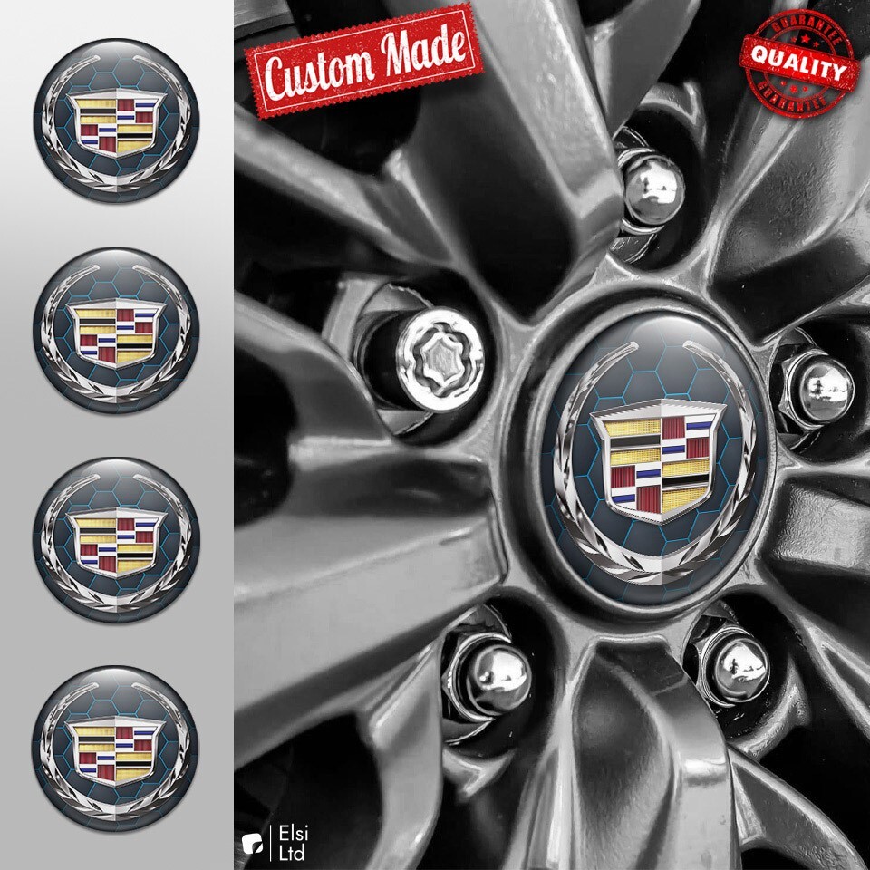Cadillac Wheel Cap Decals 4pcs Custom Rim Emblem Stickers