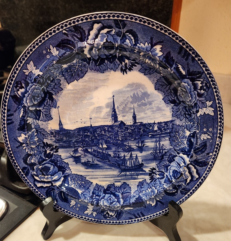 Antique Wedgwood Etruria Cobalt Blue Transferware Plate 