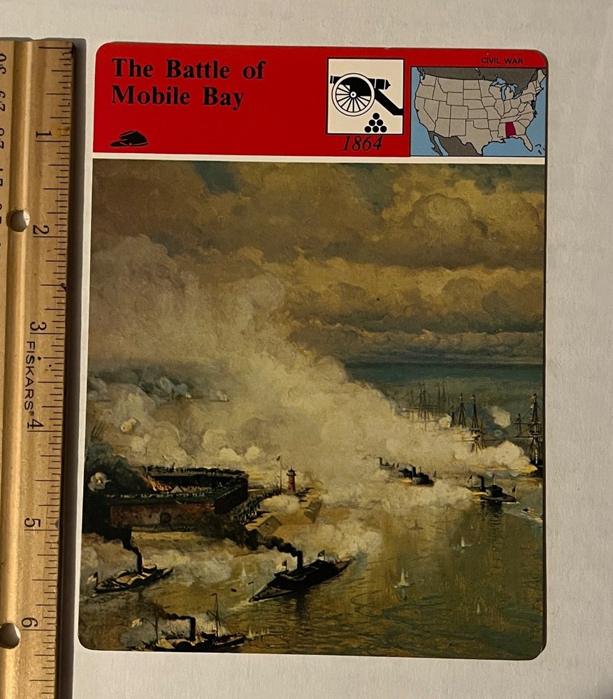 1979 Panarizon Battle Of Mobile Bay Alabama Civil War 1864 Large Card Vintage