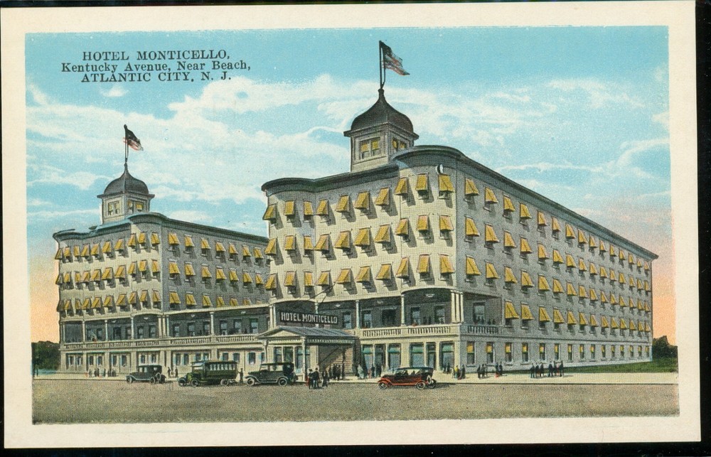 Hotel Monticello Kentucky Ave Atlantic City New Jersey Vintage Postcard