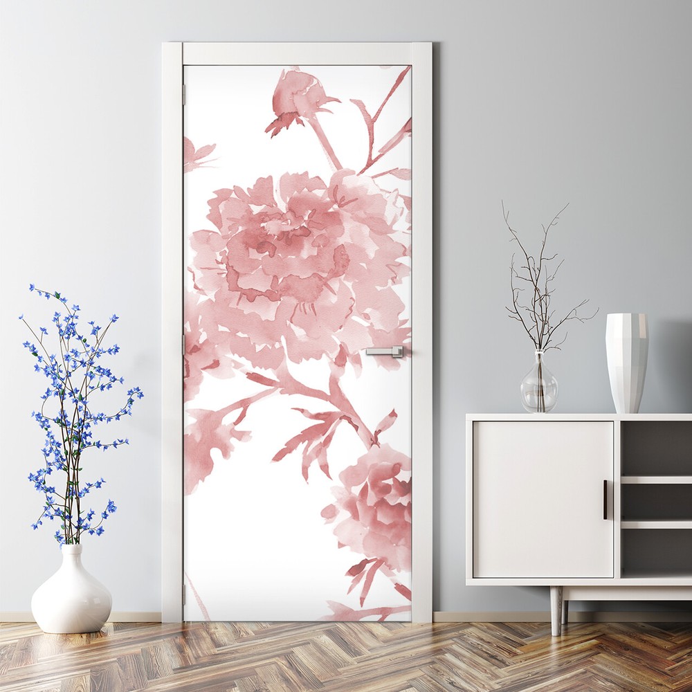 Pastel Floral self adhesive Flowers Decal Watercolour Bubble Free Door sticker