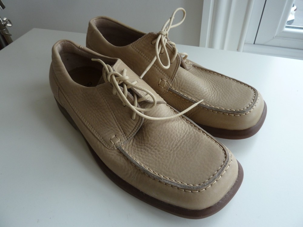 ECCO CREAM LEATHER CASUAL LACE UP SHOES SIZE 10.5 UK EXCELLENT CONDITION