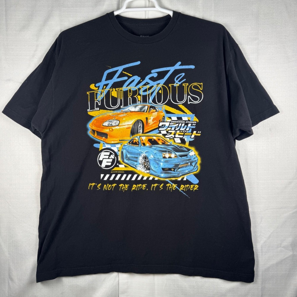 Fast & Furious Graphic T-Shirt Mens 2XL Black JDM Car Universal Studios Tee