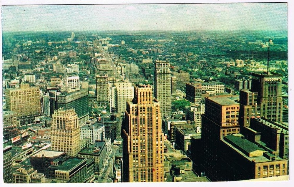 Michigan Postcard Detroit Downtown Penobscot Building Tallest In Detroit