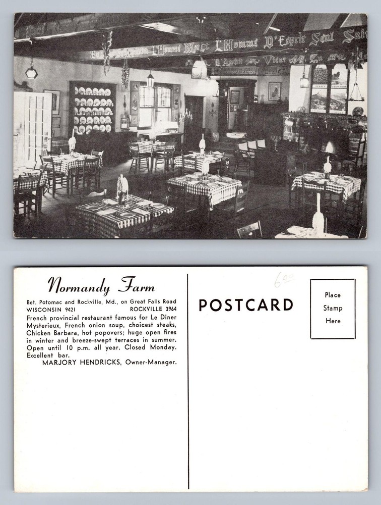 Rockville, MD-Maryland, Normandy Farm Dining Room Old Vintage Postcard