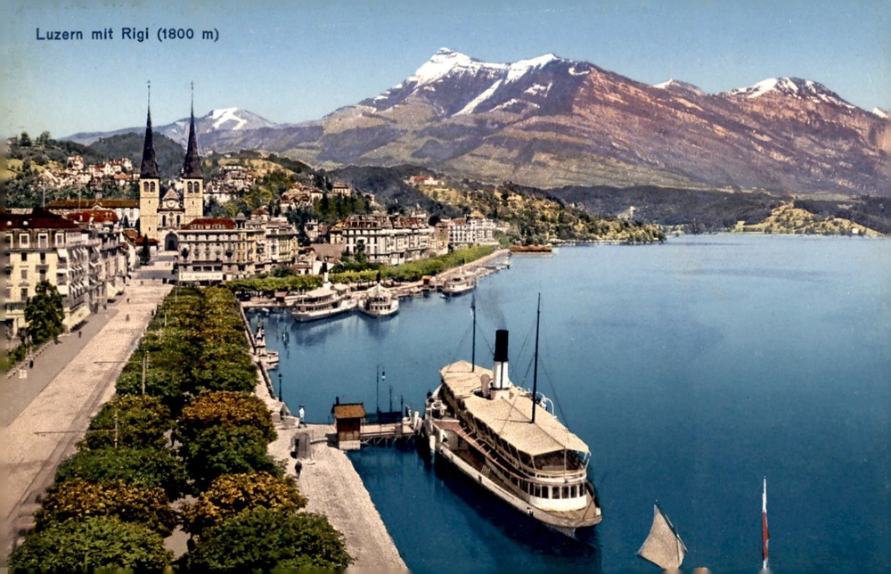 Luzern mit Rigi (1800 m) - E. Goetz, Kunstanstalt, Luzern Postcard