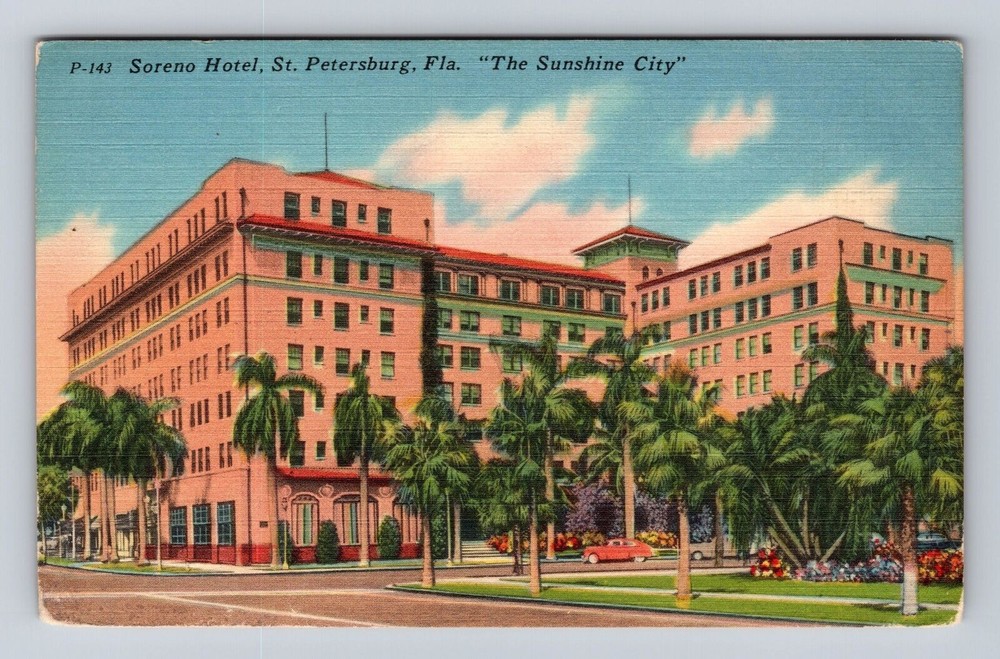 St Petersburg FL-Florida Soreno Hotel Advertising, Antique, Vintage Postcard