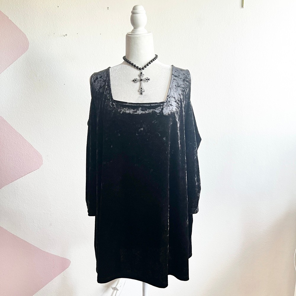 Black Velvet Top Whimsigoth Witchy Gothic Victorian 2X