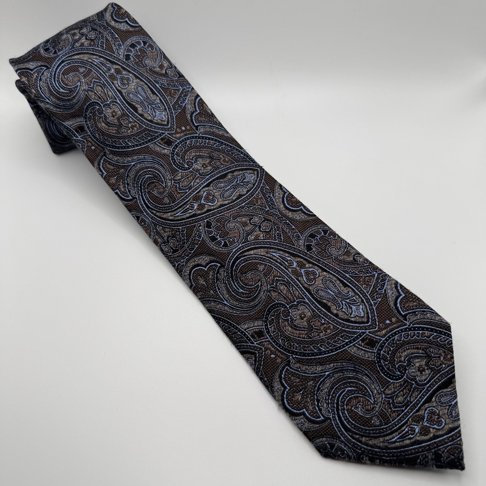 Stafford Tailored Culture Brown / Blue / Tan Paisley Men’s Tie 3.25”x59”