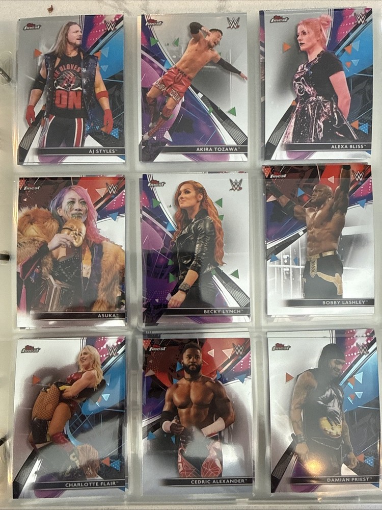 2021 Topps Finest Wrestling Complete Base Set in Binder and Hard Case