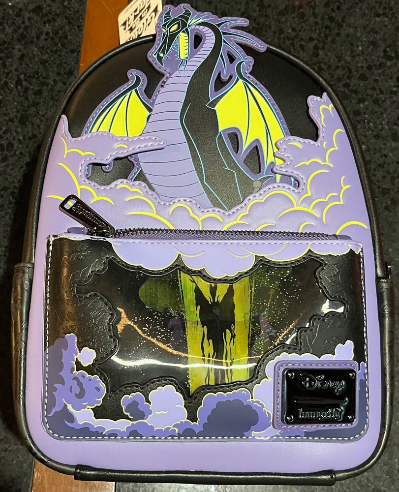 Loungefly Disney Maleficent Dragon Lenticular & Glow in the Dark Backpack NWT
