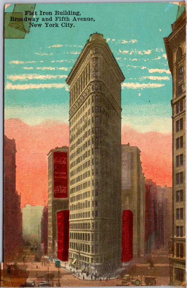 Vintage Postcard New York City Flat Iron Building Broadway Fifth Avenue