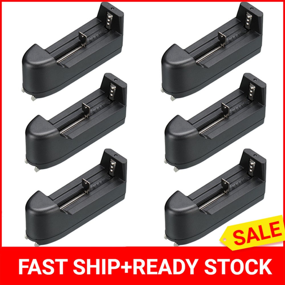 6Pcs DC 1-Slot Battery Charger Adapter for 3.7v Lithium Rechargeable Battery