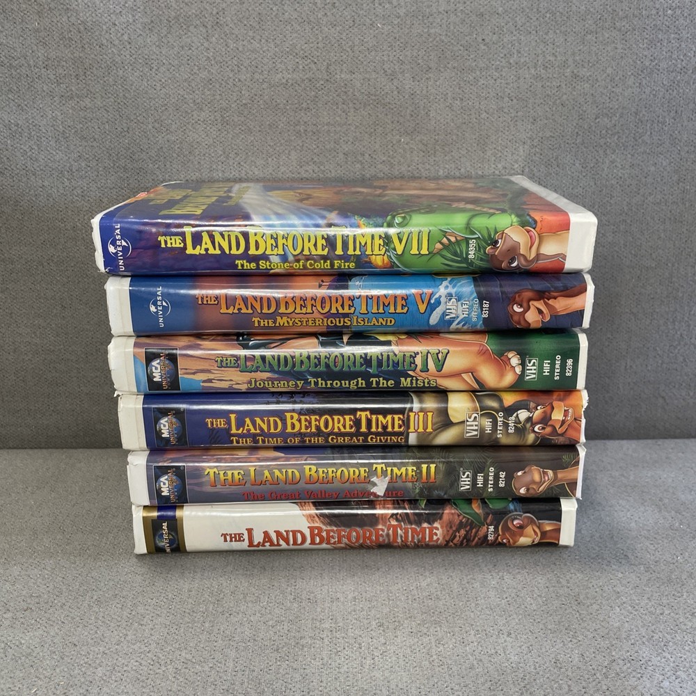 Land Before Time Lot of 6 VHS Tapes Movies #1, #2, #3, #4, #5, #7 Clamshell
