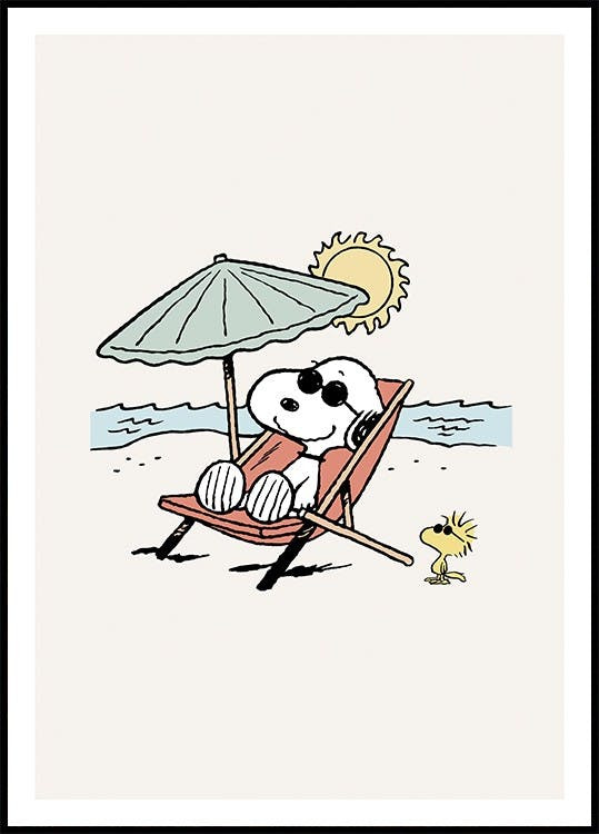 Snoopy Beach Wall Art Poster Home Decor Print No Frame