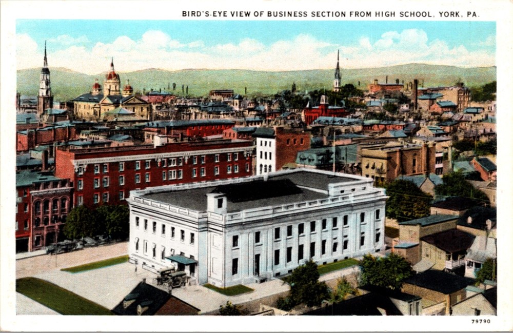 PC Birds Eye View of Business Section from High School in York, Pennsylvania