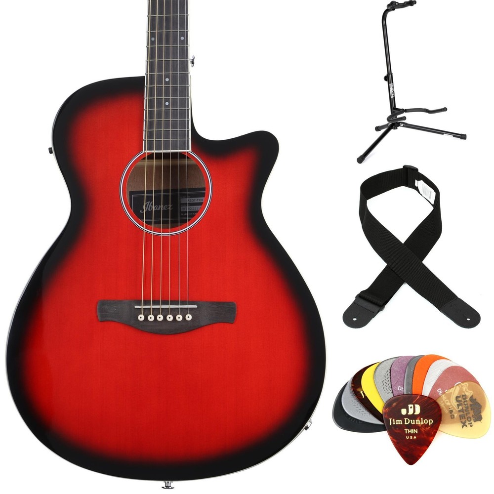 Ibanez AEG7TRH Acoustic-electric Guitar Essentials Bundle - Transparent Red