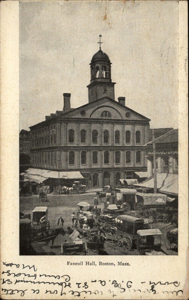 Boston Massachusetts Faneuil Hall ~ UDB 1908 to DP Woodbury N Weare NH