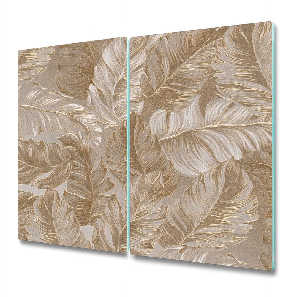 Glass Worktop Saver Gold Leaves bouquet elegant shiny garden blooming 2x30x52