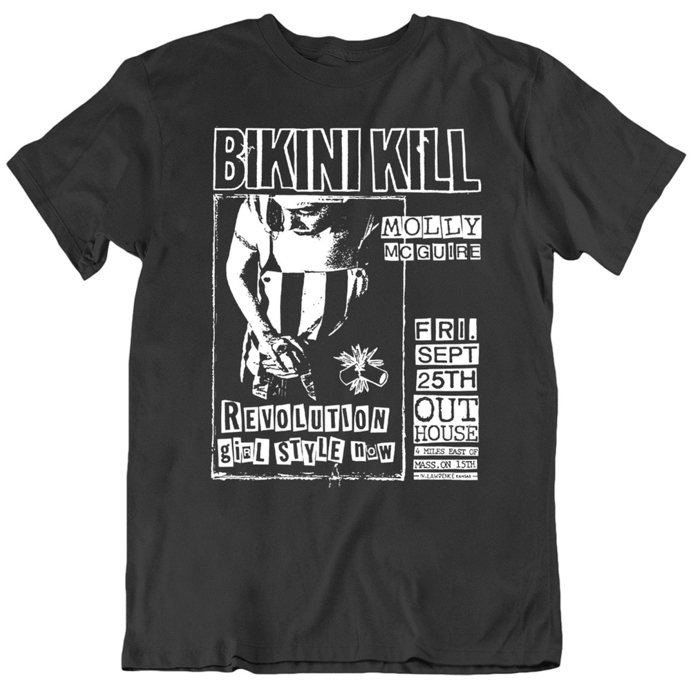 Vintage Bikini Kill Music Concert Tour Cotton Black Full Size Unisex Shirt MC878