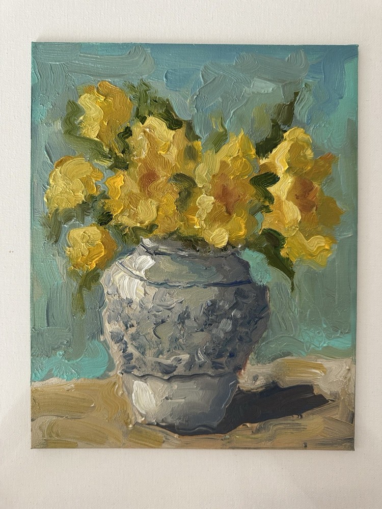 Flowers Original Impressionist Oil Painting Still Life Art Floral Artwork