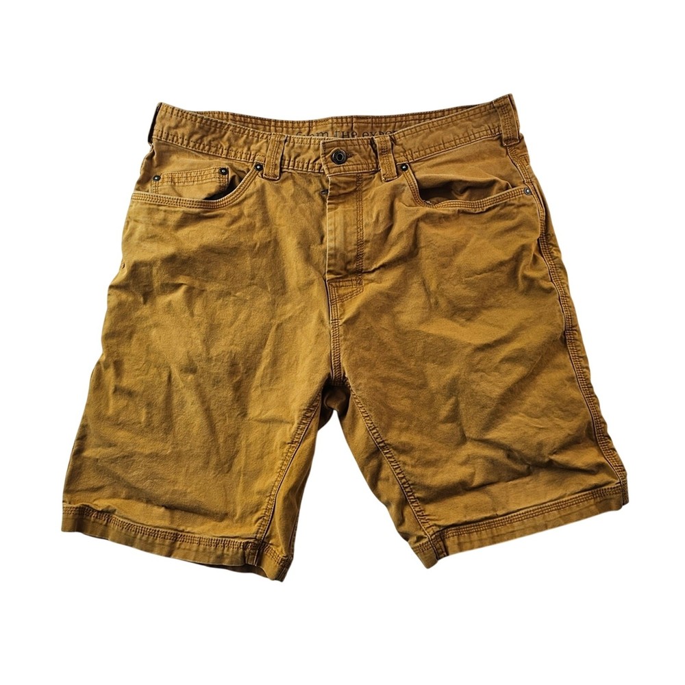 Prana Cargo Shorts Men's 36W 9” Long Casual Brown Flat Front