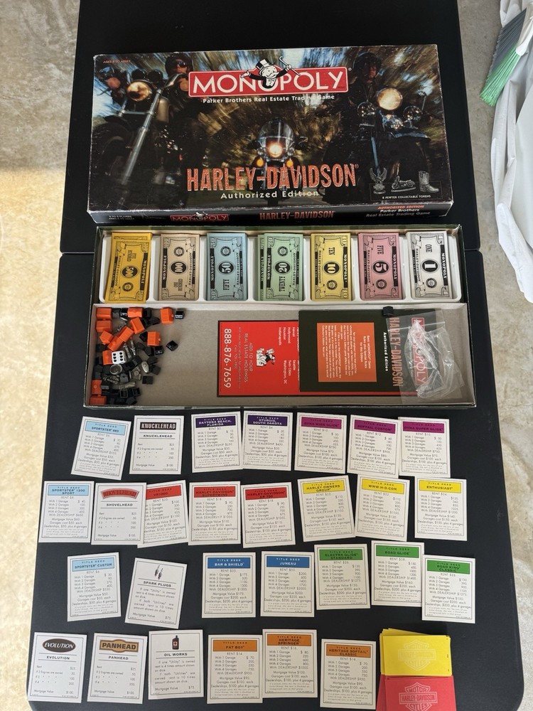 Vintage 1997 Harley Davidson Monopoly Authorized Edition Board Game Complete Set