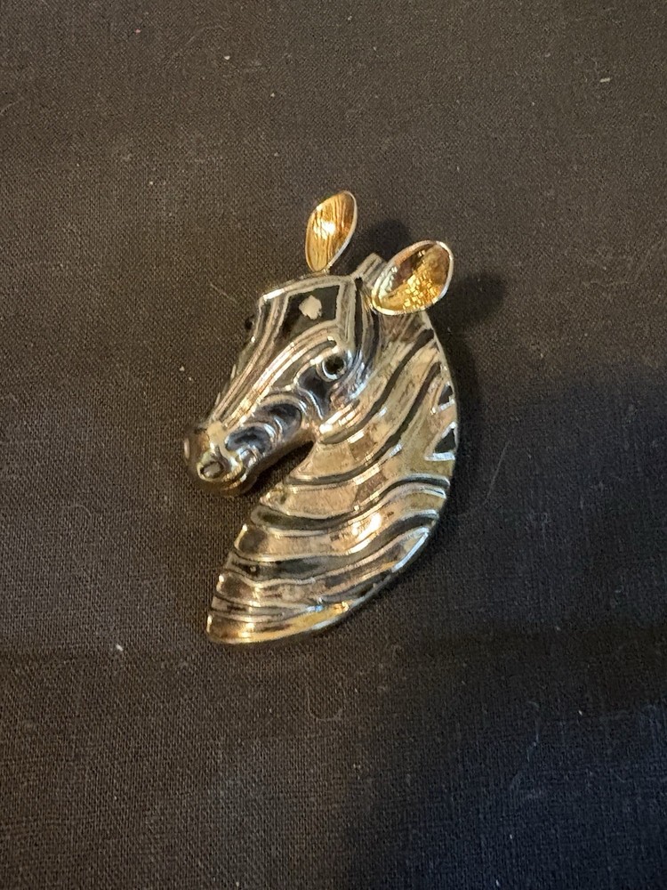 Signed Best Zebra Brooch