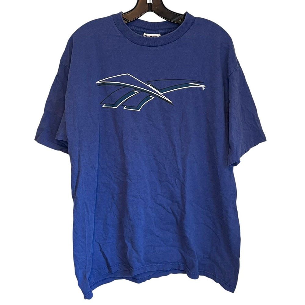Vtg 90s Reebok Big Print Logo Single Stitch T-Shirt Made In USA - Size XL
