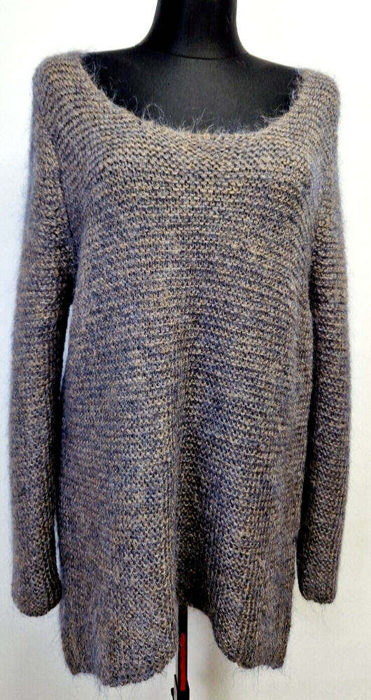 Senze of joy rib knit sweater oversized long melange jumper mohair women's M t11