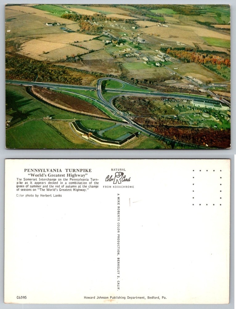 Somerset Interchange Pennsylvania Turnpike Aerial View Vintage Postcard