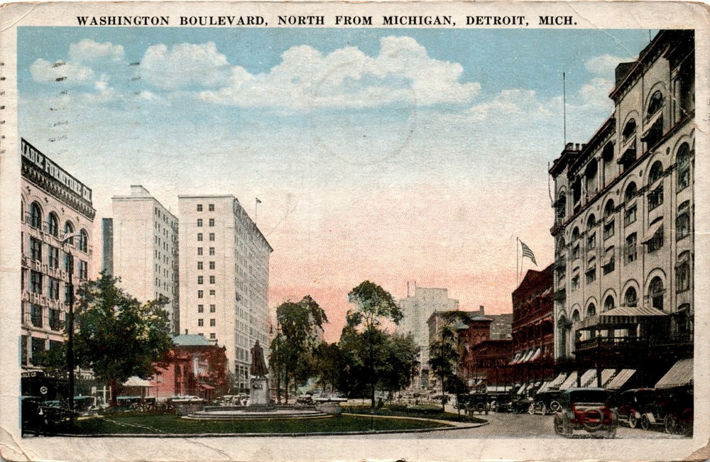 WASHINGTON BOULEVARD, DETROIT, MICHIGAN, CHICAGO, GR Postcard