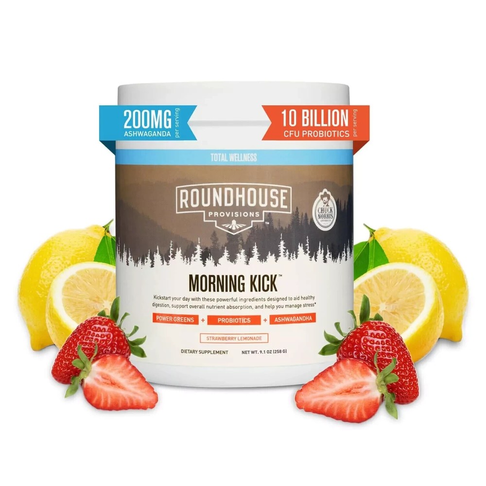 ROUNDHOUSE PROVISIONS MORNING KICK-DIGESTIVE POWDER-STRAWBERRY LEMONADE 9.1 0Z
