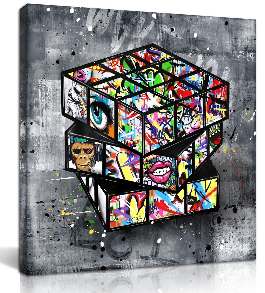 Banksy Canvas Wall-Art for Bedroom - Street Graffiti Wall Art Abstract Painti...-image
