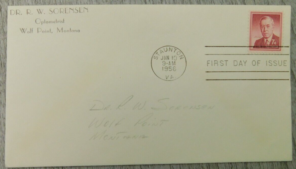 1st Day Issue Liberty Woodrow Wilson Staunton VA 1956 VTG Stamp Envelope Cover