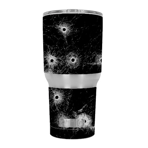 Skin Decal for RTIC 30 OZ Tumbler Cup (6-piece kit) / Bullet Holes in Glass