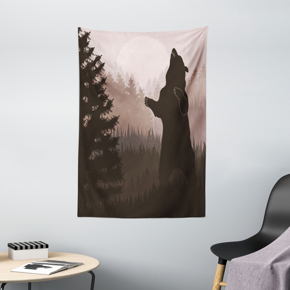 Nature Tapestry Wild Bear Night Jungle Print Wall Hanging Decor