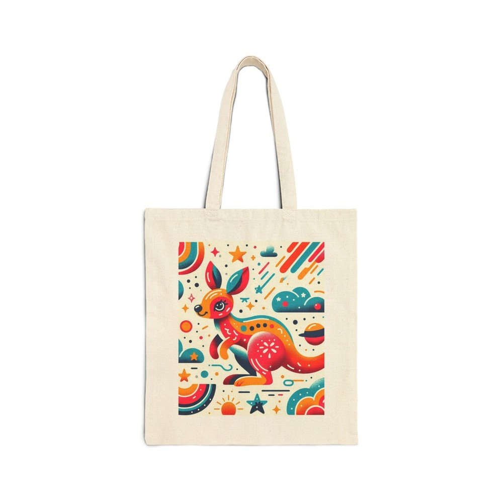 Bright Colorful Kangaroo Cotton Canvas Tote Bag for Everyday Use or Gifts