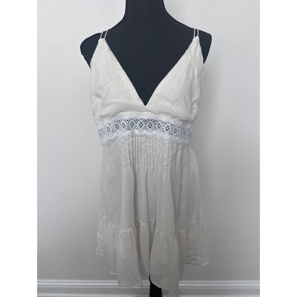 Abercrombie & Fitch Double Strap Backless Mini Dress Off White Women's XL